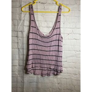 Noble U Pink/Black Striped Tank Top Women's M‎